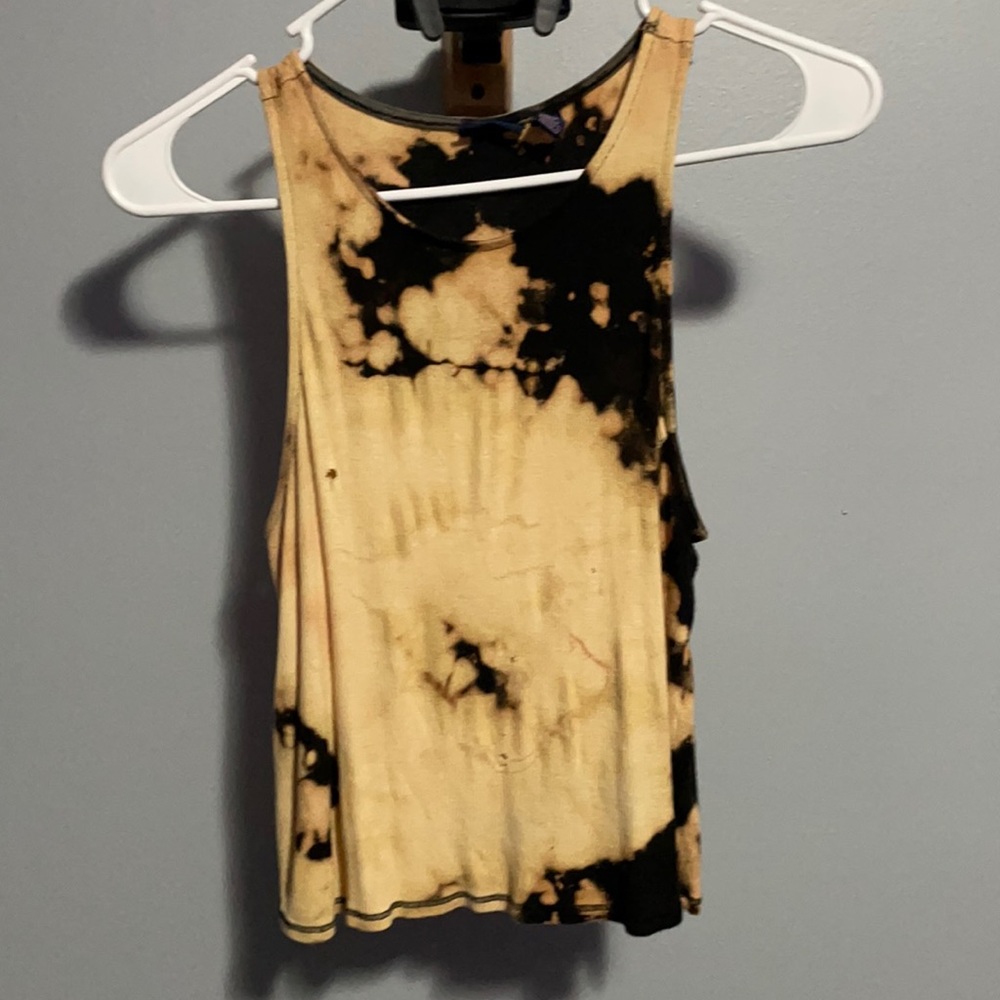 stressed bleach tie dye tank top